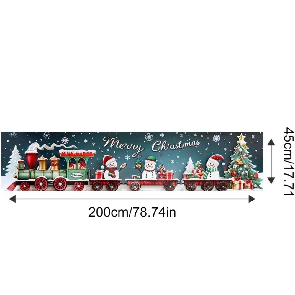 Christmas Fence Banner 78x17 Train Snowman Santa Tree Outdoor Decor